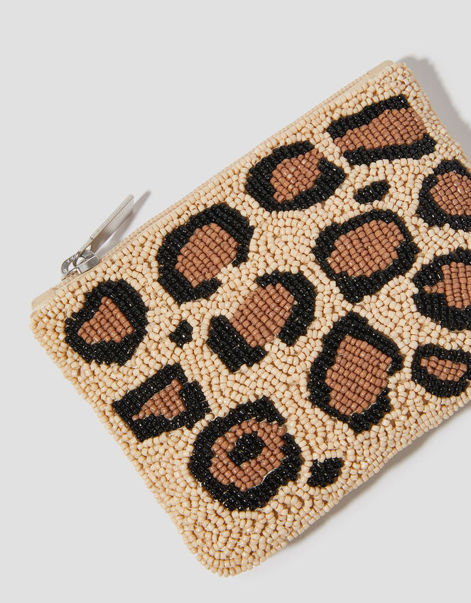 Leopard Beaded Coin Purse, , large