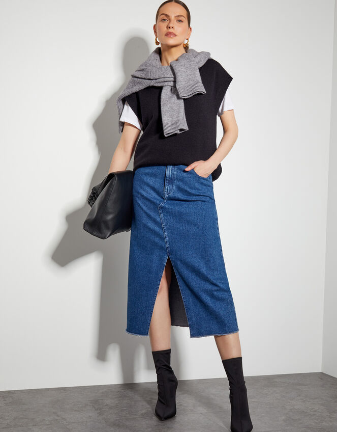 Zuri Zip Detail Knitted Vest, Black (BLACK), large