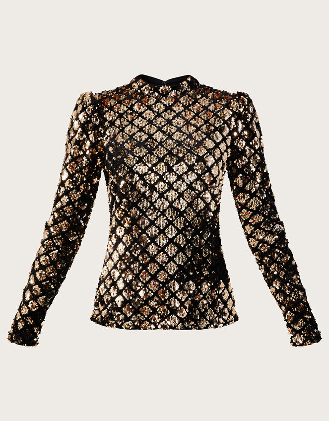 Cindy Sequin Top, Gold (GOLD), large