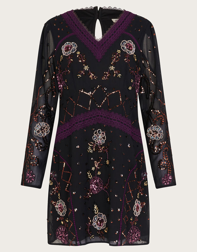 Ariah Embellished Tunic Dress, Black (BLACK), large