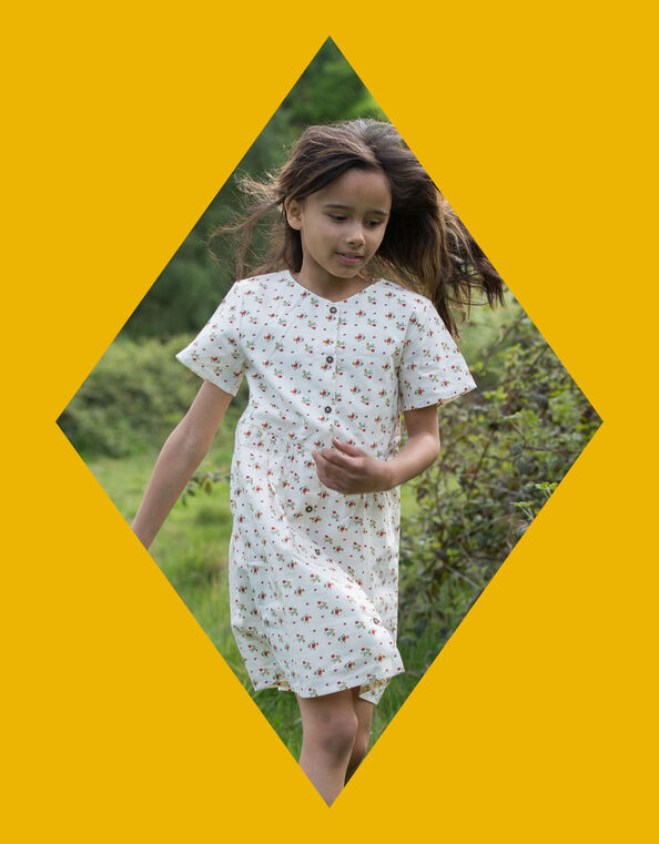 Little Green Radicals Spring Flowers Button Through Dress, Multi (MULTI), large