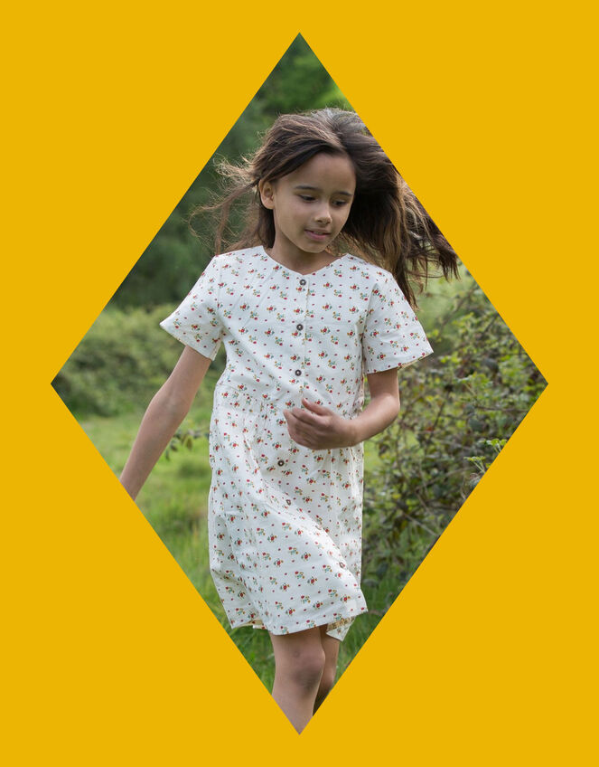 Little Green Radicals Spring Flowers Button Through Dress, Multi (MULTI), large