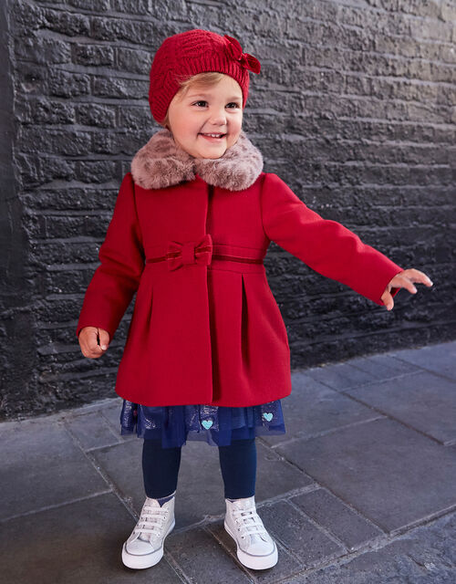 Baby Bow Coat Red, Red Infant Girl Winter Coats