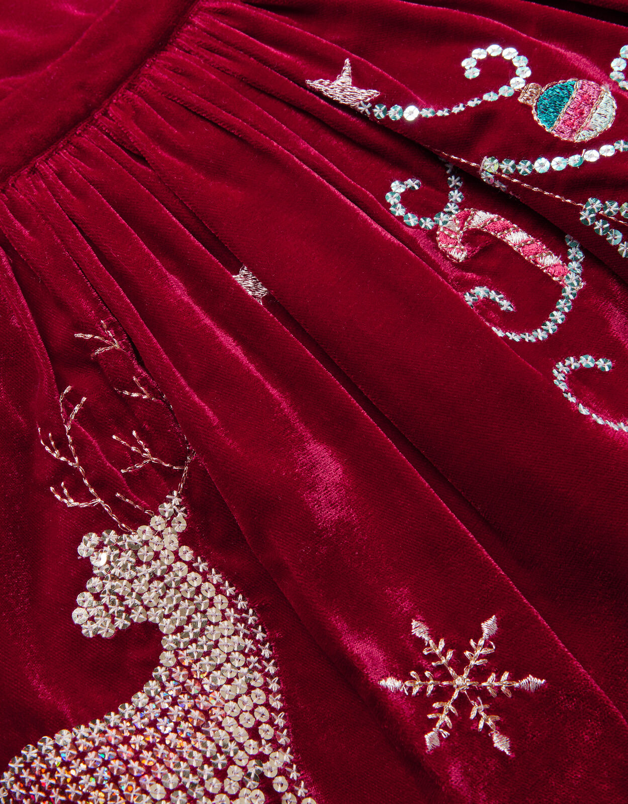 Baby Velvet Christmas Pinafore Dress Red