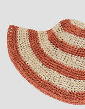 Lola Stripe Straw Bucket Hat, , large