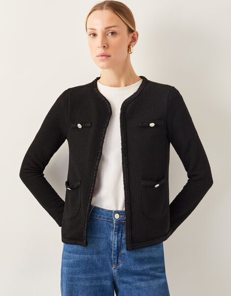 Tina Sparkle Trim Jersey Jacket, Black (BLACK), large