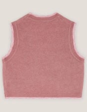Rose Embroidered Knitted Waistcoat, Pink (PINK), large