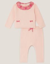 Newborn Penelope Floral Knit Top & Trousers Set, Pink (PINK), large