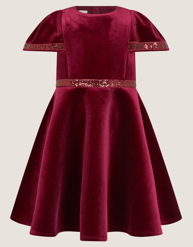 Viola Sequin Velvet Party Dress, Red (RED), large