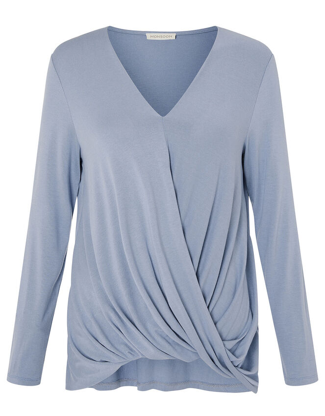 LOUNGE Wendy Jersey Wrap Top, Blue (BLUE), large
