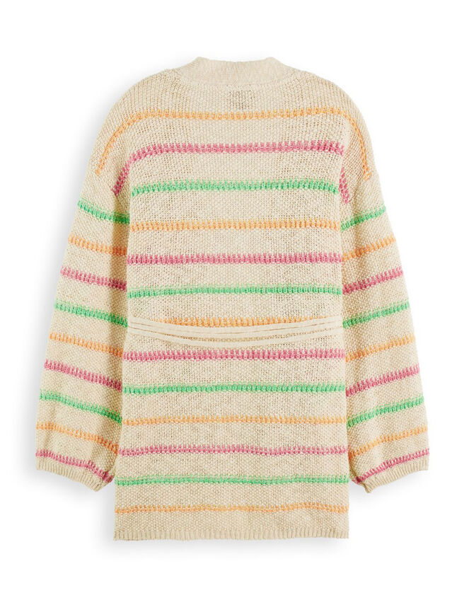 Scotch and Soda Stripe Tie Waist Cardigan, Natural (NATURAL), large