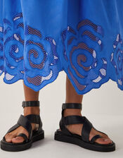 Grace Cutwork Midi Skirt , Blue (COBALT), large