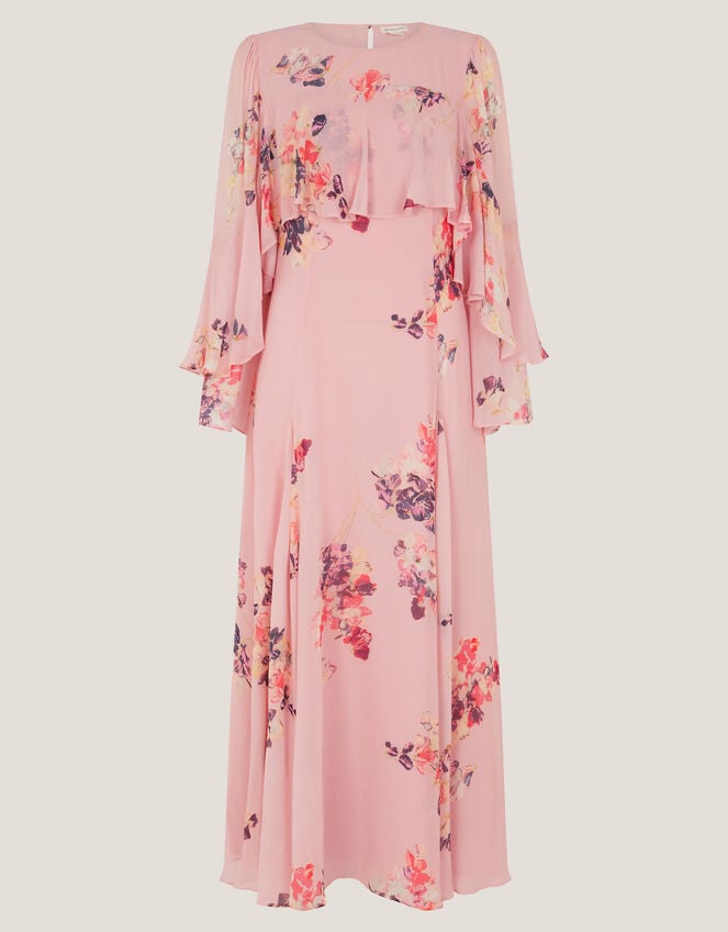 Amber Floral Cape Maxi Dress, Pink (PINK), large