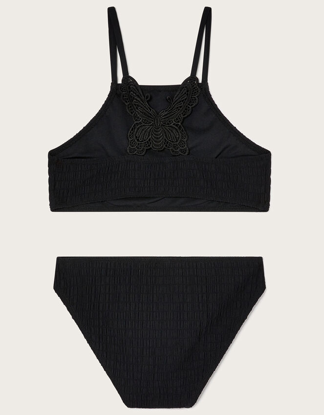 Crochet Back Bikini Set, Black (BLACK), large