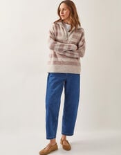 Zia Stripe Half-Zip Jumper, Natural (NATURAL), large
