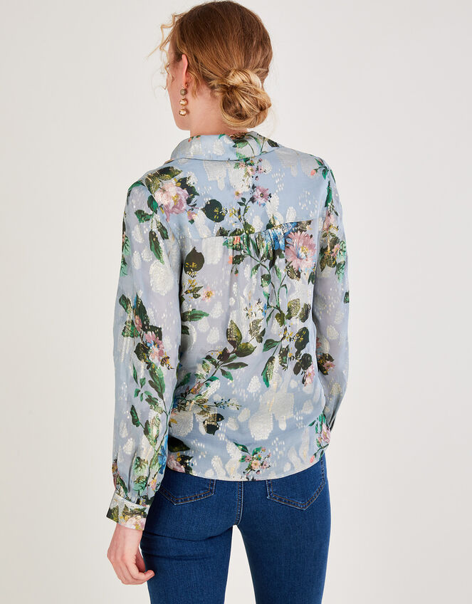 Vinnie Floral Print Blouse, Grey (GREY), large