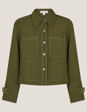 Katya Contrast Cargo Shirt, Green (KHAKI), large