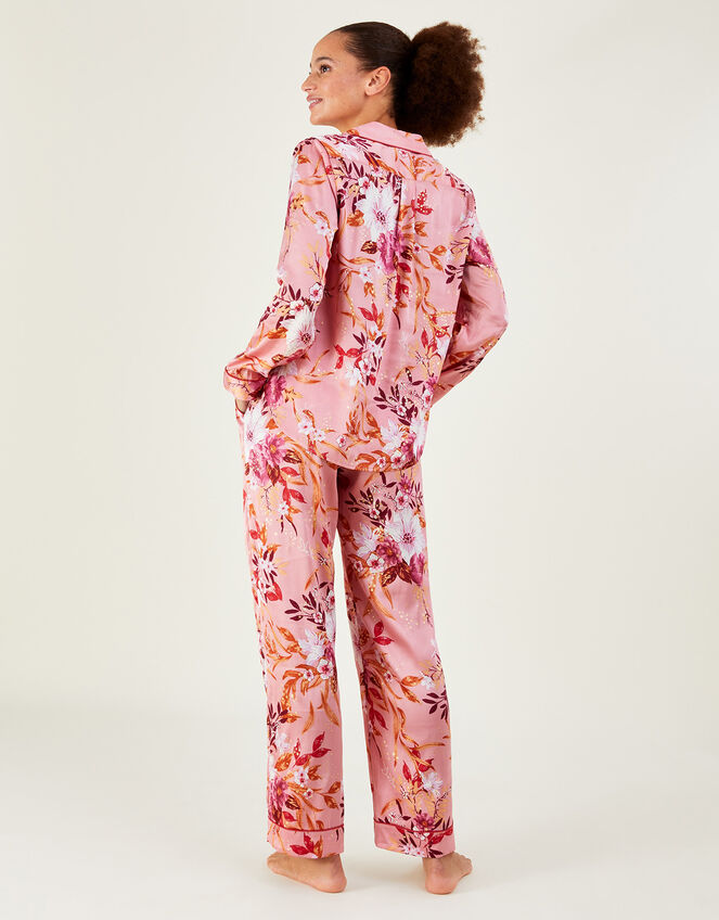 Ladies 100% Brushed Cotton Pyjama Set Ditsy Pink Floral Print