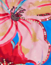 Sequin Flower Swimsuit , Blue (BLUE), large