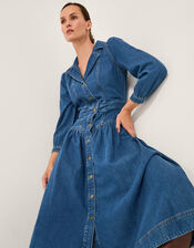 Tasmin Button Denim Midi Dress, Blue (DENIM BLUE), large