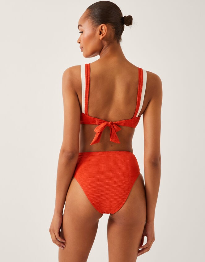 Sabrina Two Tone High Waist Bikini Bottoms, Orange (RUST), large