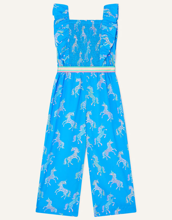 Unicorn Print Jumpsuit, Blue (BLUE), large