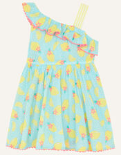 Baby Lemon Print Dress, Blue (TURQUOISE), large