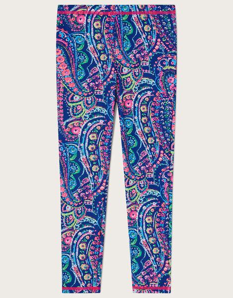 Paisley Print Sunsafe Leggings with UPF50+ Protection, Blue (BLUE), large