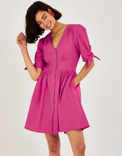 Delilah Dobby Dolly Dress in Sustainable Cotton, Pink (PINK), large