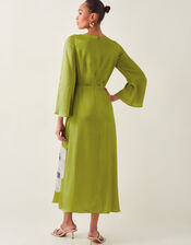 Molly Floral Print Satin Dress, Green (OLIVE), large