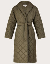 Penelope Belted Quilted Coat with Recycled Polyester, Brown (BROWN), large