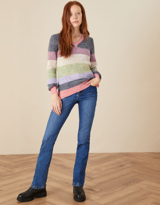 Stripe V Neck Jumper, Multi (MULTI), large