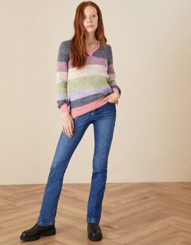 Stripe V Neck Jumper, Multi (MULTI), large