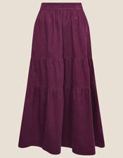 Tia Tiered Cord Skirt, Purple (PLUM), large