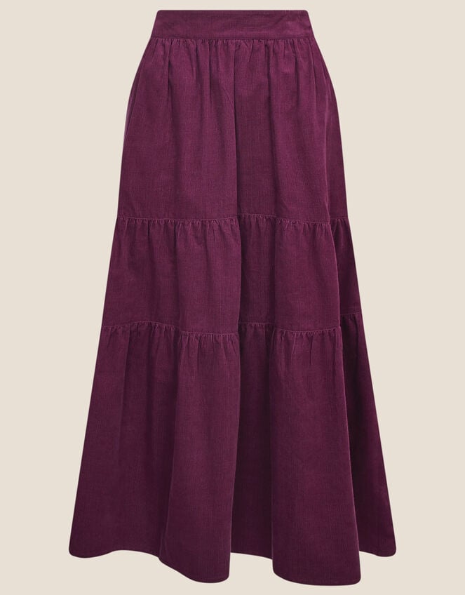 Tia Tiered Cord Skirt, Purple (PLUM), large