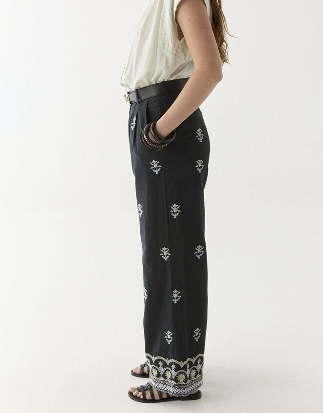 Maison Hotel Lolo Floral Straight-Leg Trousers, Black (BLACK), large