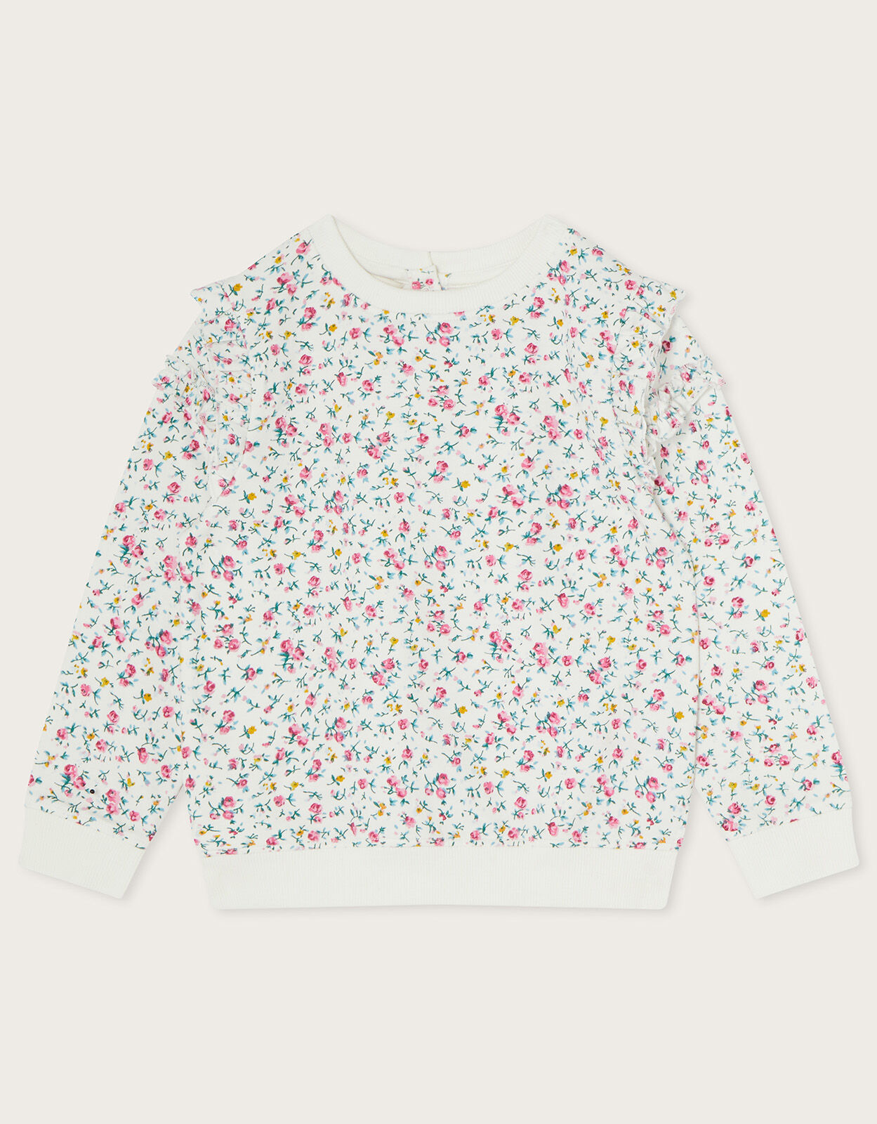 Boutique Floral Print Sweatshirt with Sustainable Cotton Ivory
