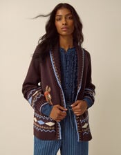 Harper Horse Cardigan, Brown (CHOCOLATE), large