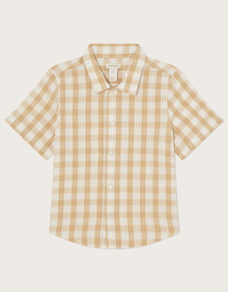 Seersucker Check Shirt Natural, Natural (STONE), large