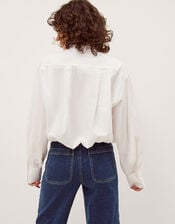 Nicole Detachable Bow Shirt, White (WHITE), large