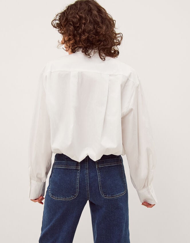 Nicole Detachable Bow Shirt, White (WHITE), large
