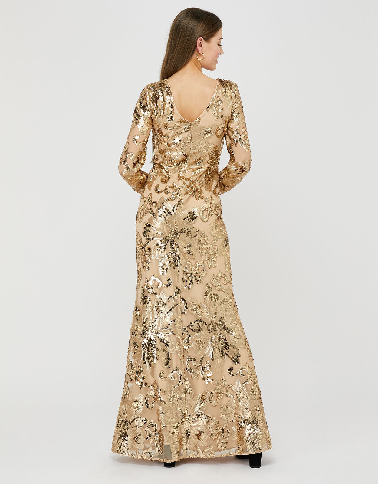 Rose Sequin Maxi Dress Gold