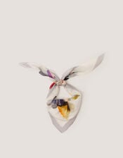 Aimee Lou Large Floral Silk Scarf, Blue (BLUE), large