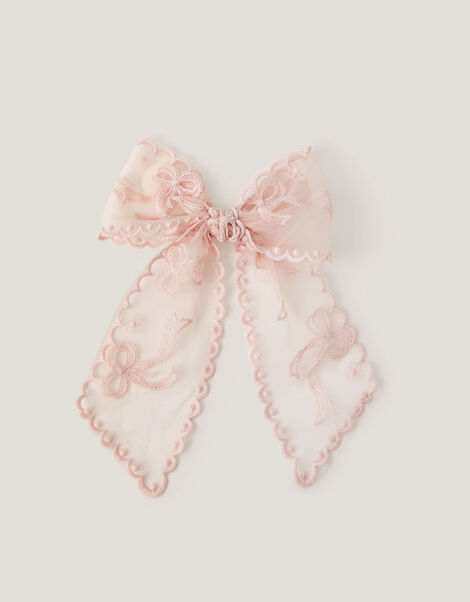 Scallop Lace Bow Hair Clip, , large