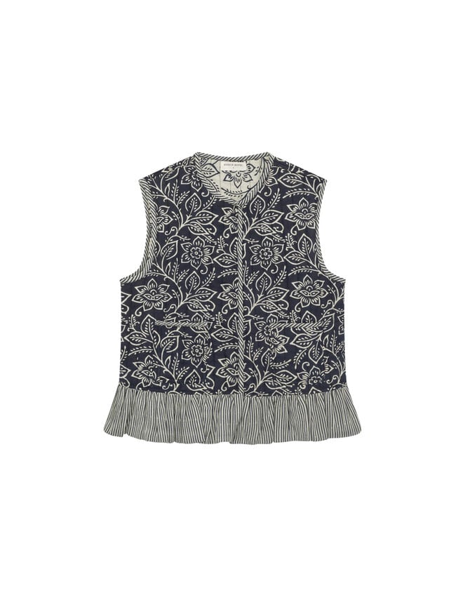 Maison Hotel Fernanda Stripe Waistcoat, Blue (NAVY), large