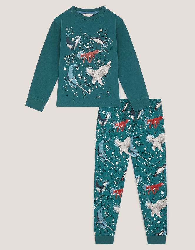 Glow In The Dark Space Pyjama Set, Green (GREEN), large