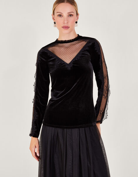 Vanya Velvet Top, Black (BLACK), large