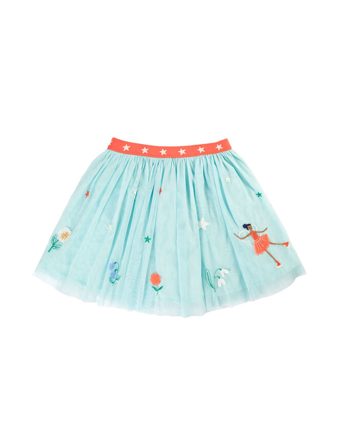 Frugi Embroidered Tulle Skirt, Blue (BLUE), large
