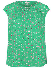 Printed Sleeveless Top with LENZING™ ECOVERO™, Green (GREEN), large