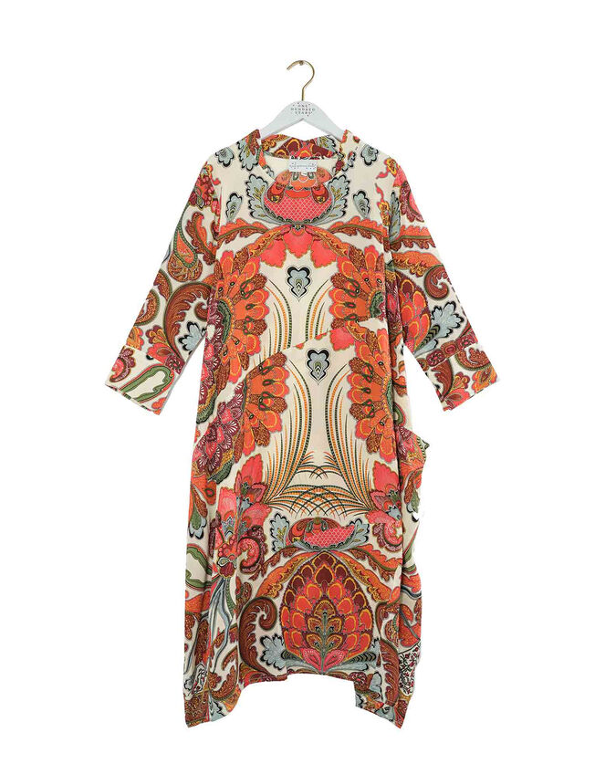 One Hundred Stars Fiesta Print Asymmetrical Midi Dress, Multi (MULTI), large